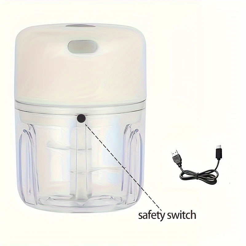 3.38/8.45oz Electric Mini Garlic Chopper USB Meat Grinder Garlic Masher Machine Sturdy Durable Crushed Ginger Vegetable Crusher Kitchenware