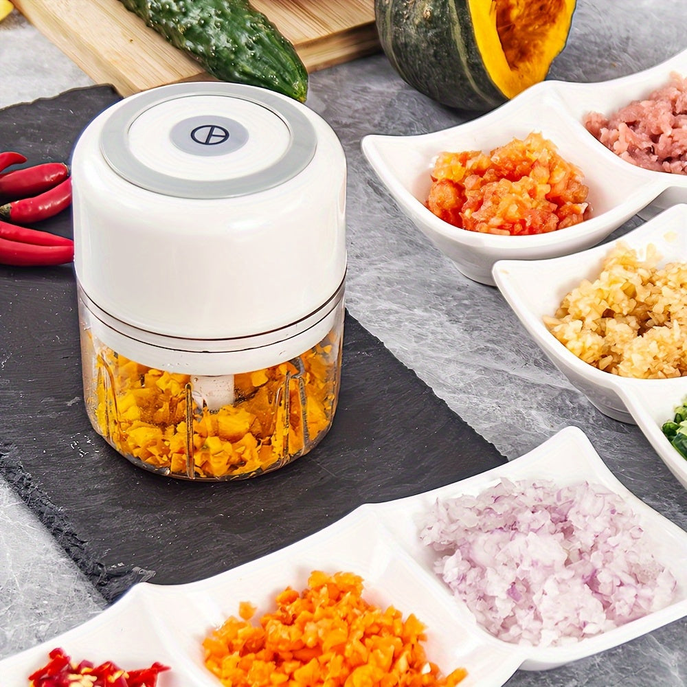 Portable USB Rechargeable Electric Mini Garlic Slicer (8.45 Ounces) - Vegetable, Salad, Lettuce, Onion, Pepper Chopper, Tomato Dicer, Convenient And Faster, Mother's Day Gift