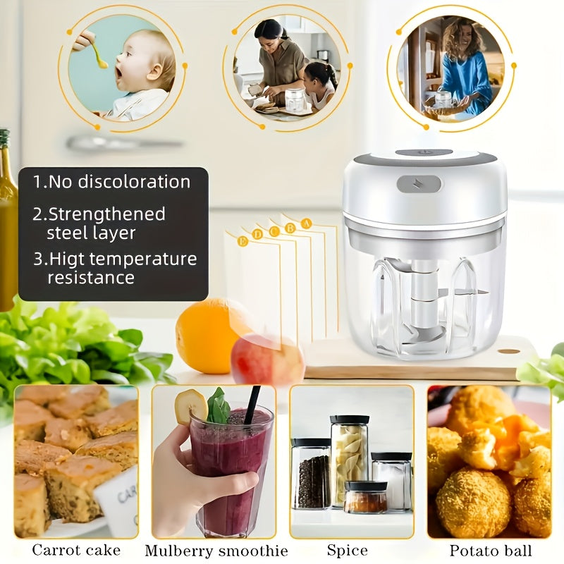 Electric Mini Garlic Chopper, portable rechargeable food processor with USB, stainless steel blades, garlic blender for garlic, onion, meat, chili, compact kitchen tool, Garlic Peeler Electric, Automatic Garlic Peeler, Automatic Peeler for Garlic, Garlic