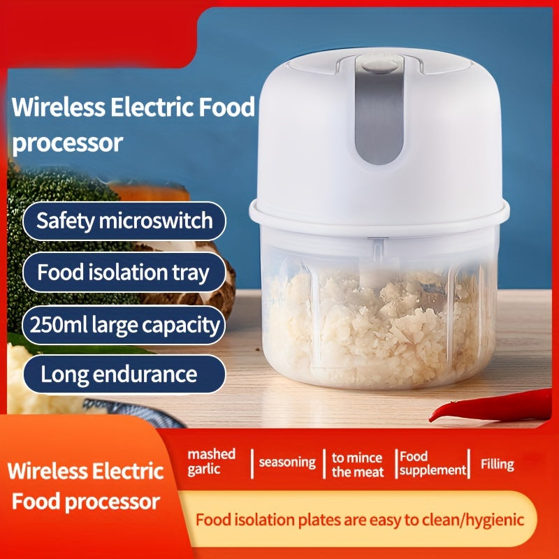 1set Wireless Portable Electric Food Chopper, Mini Electric Garlic Crusher, Upgrade Your Kitchen with This Powerful Electric Garlic Chopper - 8.45oz USB Meat Grinder & Masher!