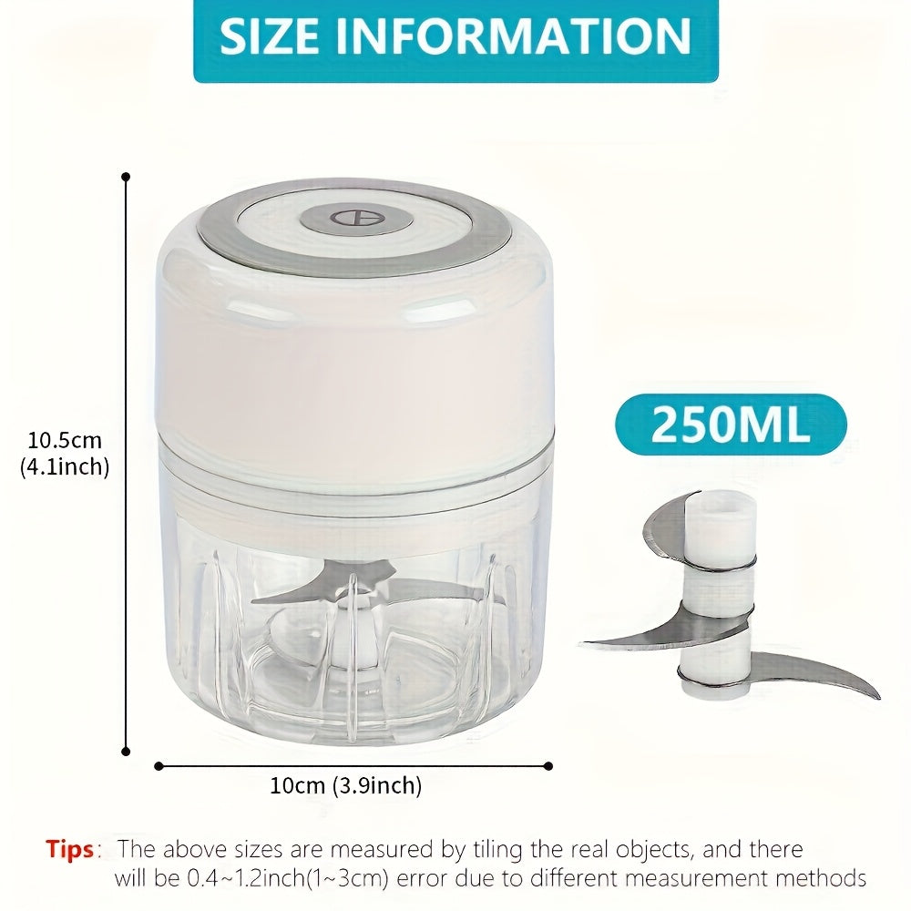 Portable USB Rechargeable Electric Mini Garlic Slicer (8.45 Ounces) - Vegetable, Salad, Lettuce, Onion, Pepper Chopper, Tomato Dicer, Convenient And Faster, Mother's Day Gift