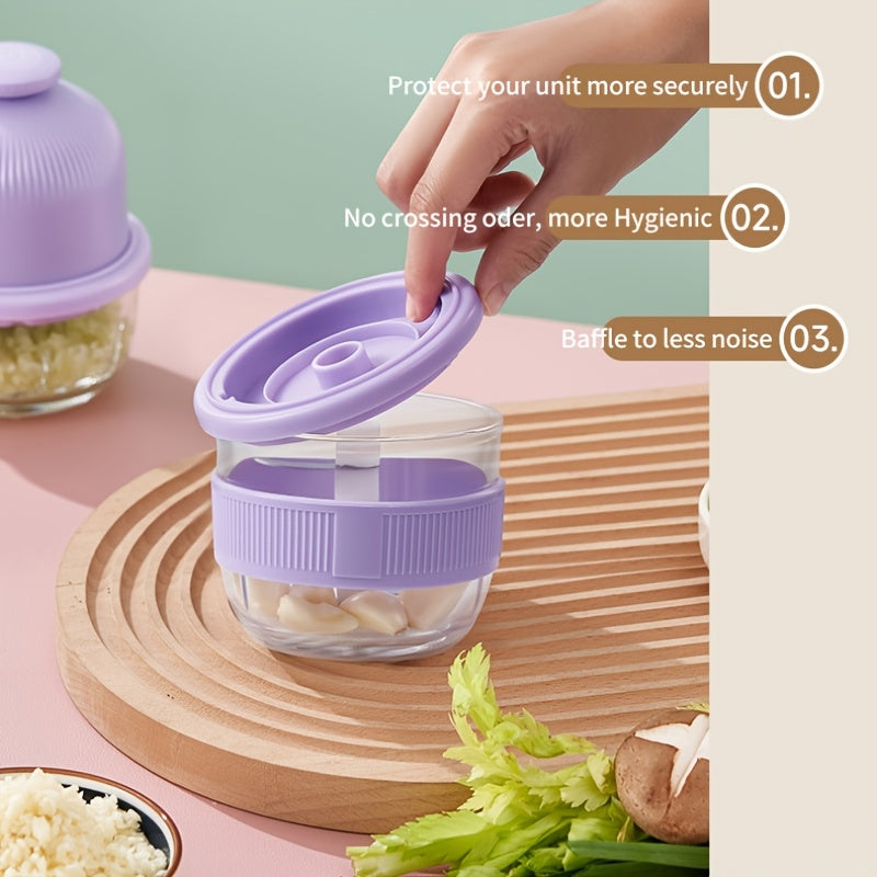 1pc Electric Garlic Chopper, Mini Portable Vegetable Chopper, 350ml GarlicGrinderCrusher Onion Chopper, Vegetable Blender, Cordless Food Processor for Ginger.ChiliFruits, Meat, Etc, Blender Machine Barbell, Kitchen Gadgets