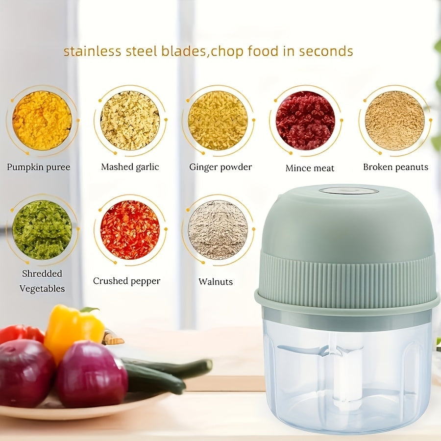 250ml Electric Mini Garlic Chopper USB Meat Grinder Garlic Crusher Sturdy Ginger and Vegetable Crusher with Safety for Switch, Thickened, Chopper