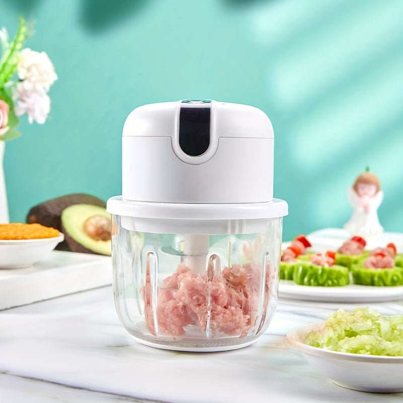 350ML USB Wireless Multi-function Food Electric Garlic Chopper Mini Small Garlic Masher Mincer Crusher for Pepper Chili Nuts Meat Grinder Food Processor /Electric Mincer Vegetable Chili Meat Grinder Food Crusher