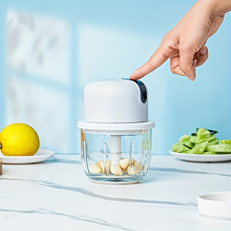 350ML USB Wireless Multi-function Food Electric Garlic Chopper Mini Small Garlic Masher Mincer Crusher for Pepper Chili Nuts Meat Grinder Food Processor /Electric Mincer Vegetable Chili Meat Grinder Food Crusher