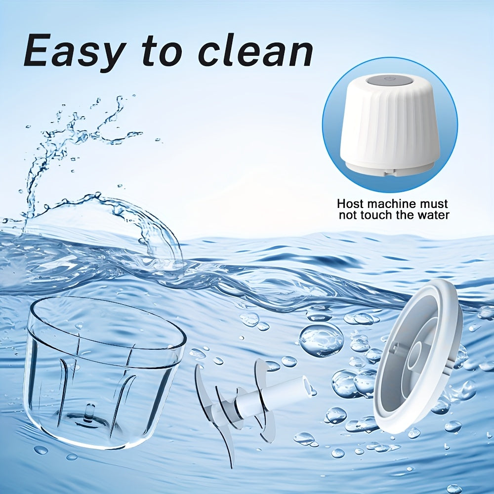 Deelife 400ml Mini Electric Food Chopper with 6 Slices Blades - Portable USB Rechargeable Garlic Cutter, Vegetable Chopper, Multi-Functional Fruit and Meat Grinder for Chopping Onions, Peppers, Celery, Ginger, Carrots - Kitchen Essential Tool, Vegetable