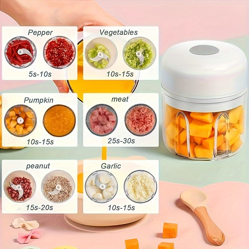 8.45oz Mini Rechargeable Garlic Chopper and Meat Grinder, Durable, Sturdy, for Crushing Garlic, Chili, Onion, Minced Meat, Nuts, and More!, Purple Garlic Grinder, Automatic Peeler for Garlic, Meal Prep Tool, Kitchen Gadget, Sleek Kitchen Tool, Compact