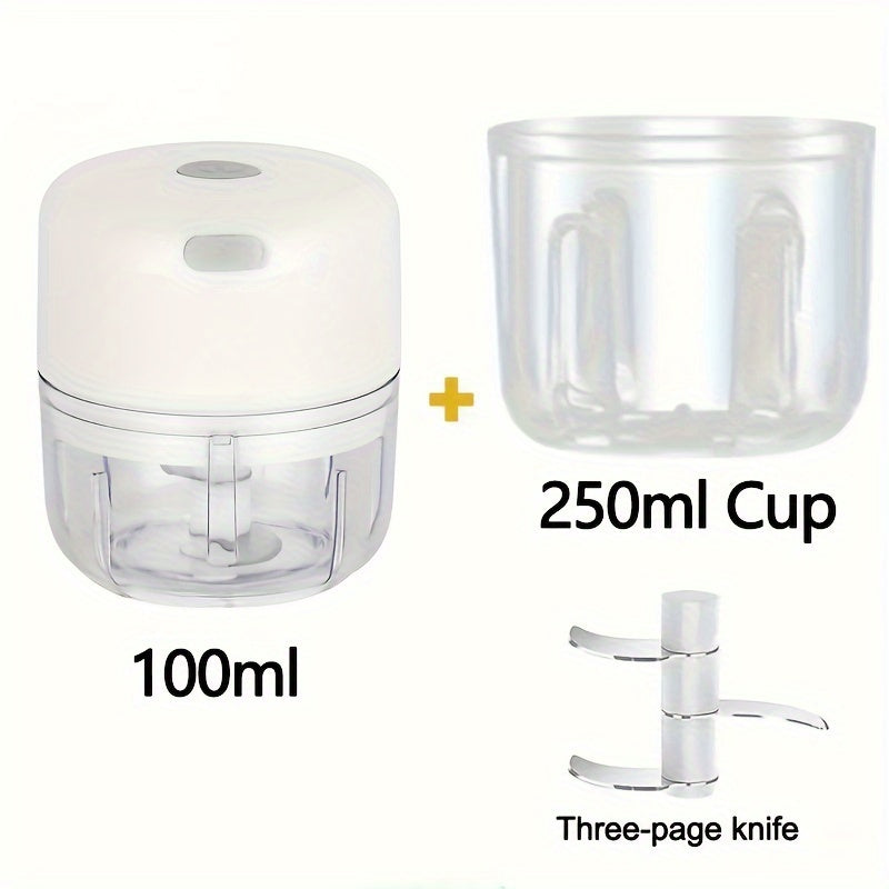 1pc Electric Mini Garlic Chopper with a Capacity of 100+8.45oz, USB MeatGrinder, And Garlic Crusher. it ls a Robust Tool for Crushing Ginger AndVegetables, Featuring a Safety Switch And a Thickened Design.