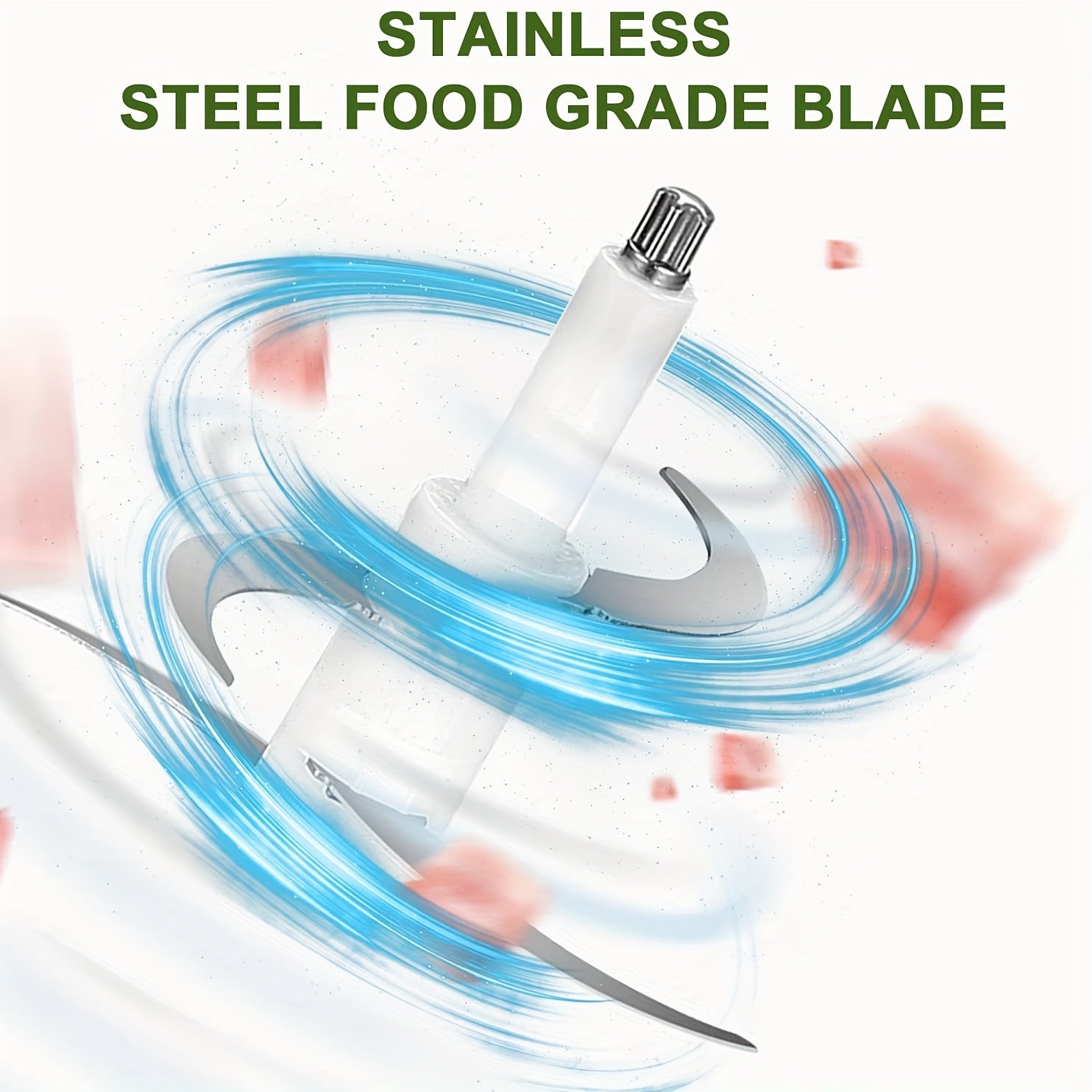 Homeleader Electric Food Processor Chopper - 4 Stainless Steel Blades, Single Bowl Multifunctional for Meat, Vegetables, Fruits, Nuts | Compact Design & Easy Clean | Effortless Meal Prep Kitchen Gadget