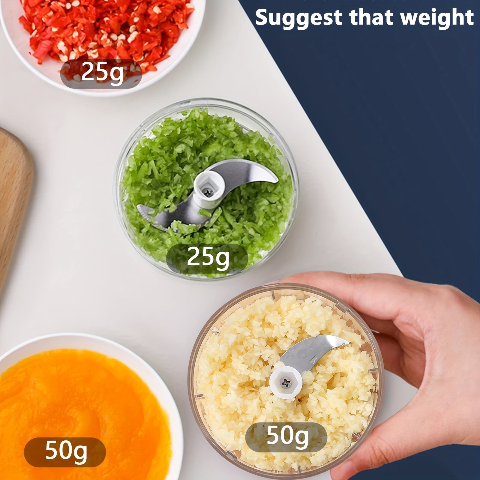 Portable USB Rechargeable Electric Mini Garlic Slicer (8.45 Ounces) - Vegetable, Salad, Lettuce, Onion, Pepper Chopper, Tomato Dicer, Convenient And Faster, Mother's Day Gift