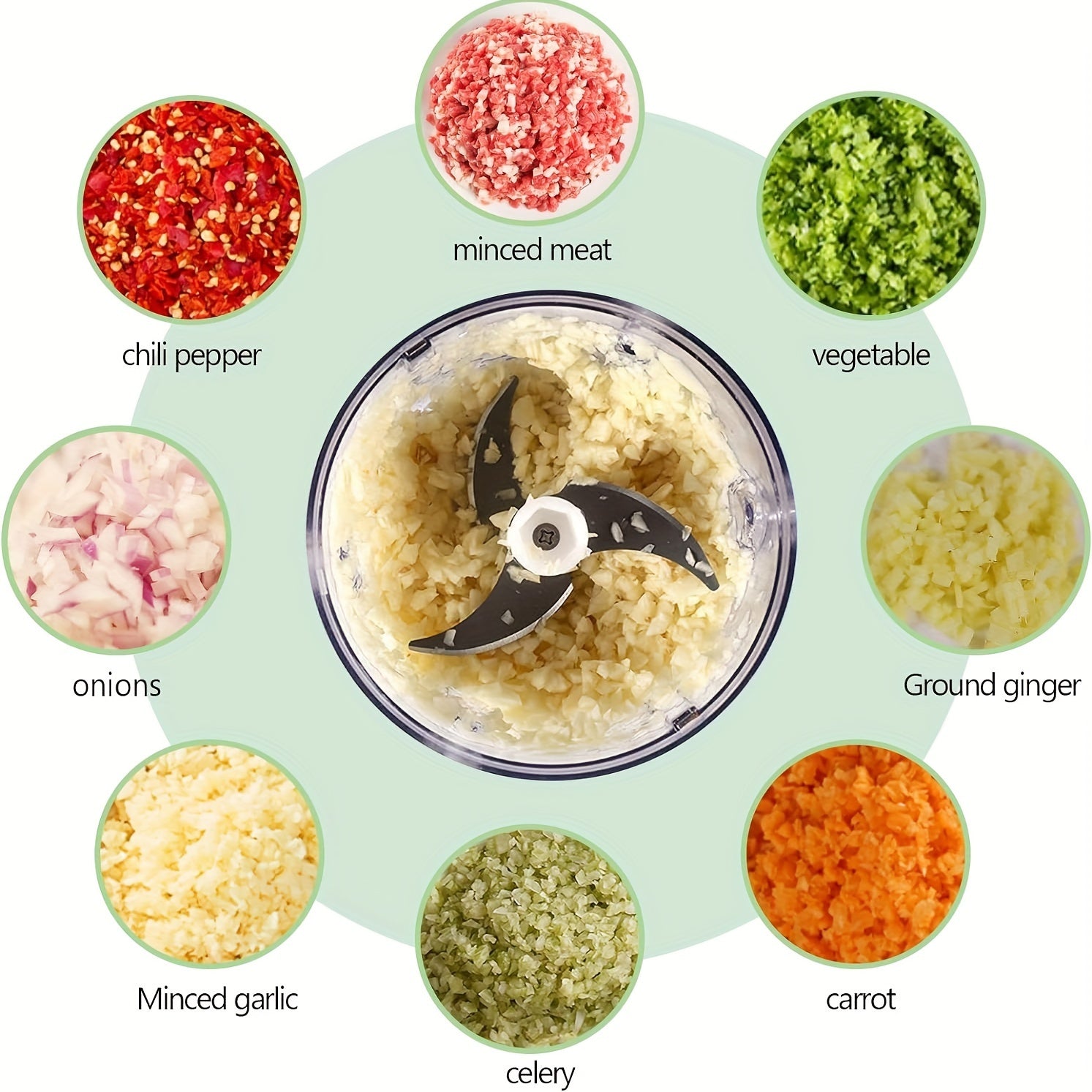 Mini Cordless 3-Blade Food Chopper - 12oz Electric Blender & Garlic Press for Garlic, Vegetables, Fruits, Onions, Salads & Hot Pot Ingredients - Compact Kitchen Gadget