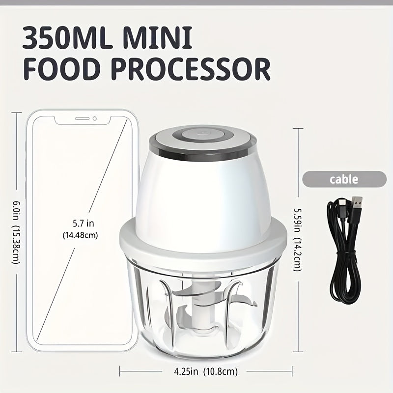 Electric Garlic Chopper, Mini Portable Vegetable Chopper, Garlic Grinder, Onion Chopper, Blender to Vegetables, Wireless Food Processor for Ginger, Chili, Fruit, Meat, Etc.