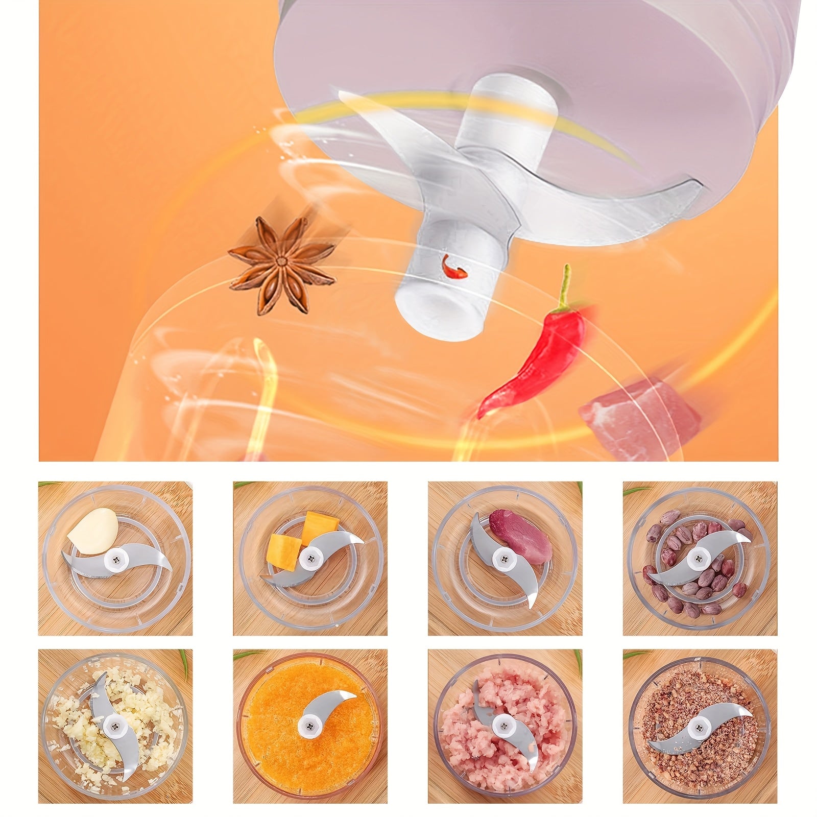 Portable USB Rechargeable Electric Mini Garlic Slicer (8.45 Ounces) - Vegetable, Salad, Lettuce, Onion, Pepper Chopper, Tomato Dicer, Convenient And Faster, Mother's Day Gift