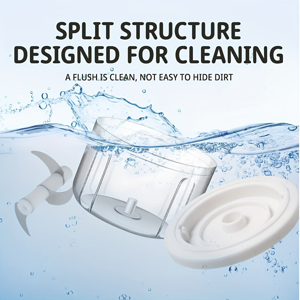 Powerful 304 Stainless Steel Portable Electric Food Chopper & Processor - 350ML Mini USB Wireless Handheld Garlic Slicer For Vegetables & Meat