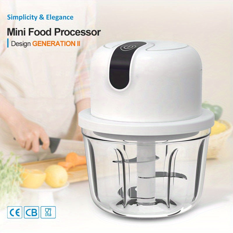 350ML USB Wireless Multi-function Food Electric Garlic Chopper Mini Small Garlic Masher Mincer Crusher for Pepper Chili Nuts Meat Grinder Food Processor /Electric Mincer Vegetable Chili Meat Grinder Food Crusher