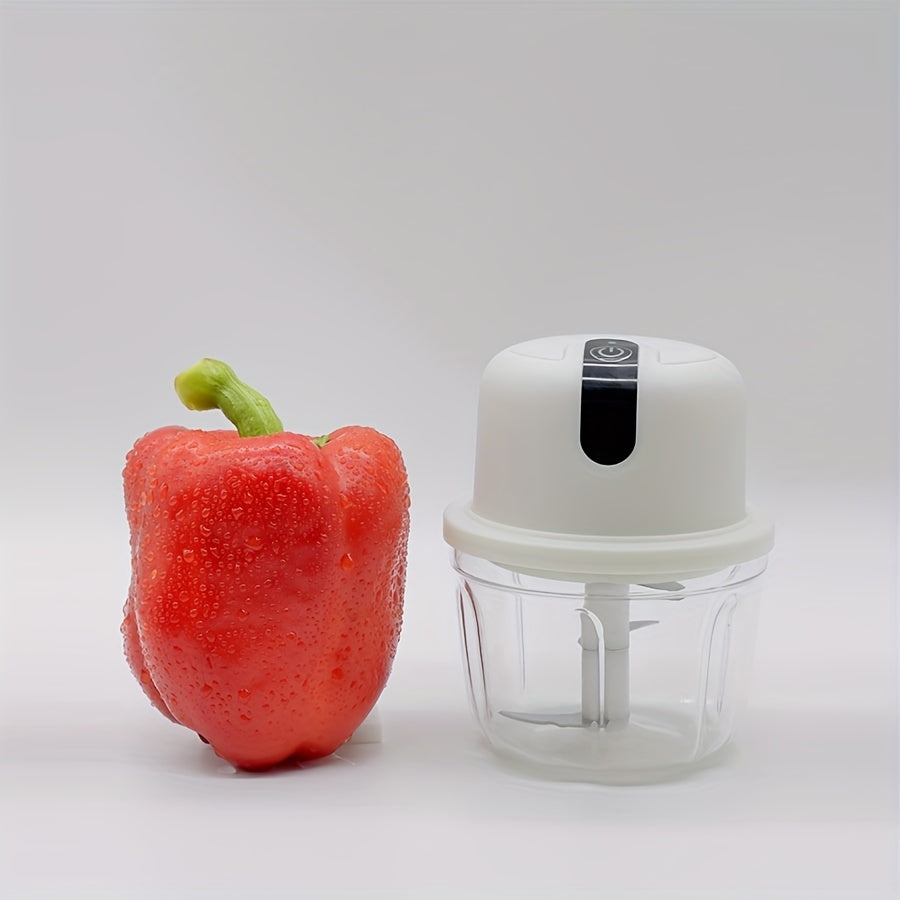 350ML USB Wireless Multi-function Food Electric Garlic Chopper Mini Small Garlic Masher Mincer Crusher for Pepper Chili Nuts Meat Grinder Food Processor /Electric Mincer Vegetable Chili Meat Grinder Food Crusher