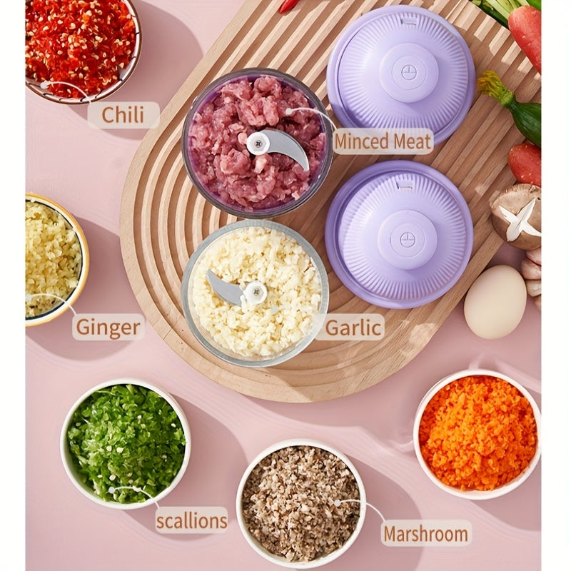 1pc Electric Garlic Chopper, Mini Portable Vegetable Chopper, 350ml GarlicGrinderCrusher Onion Chopper, Vegetable Blender, Cordless Food Processor for Ginger.ChiliFruits, Meat, Etc, Blender Machine Barbell, Kitchen Gadgets