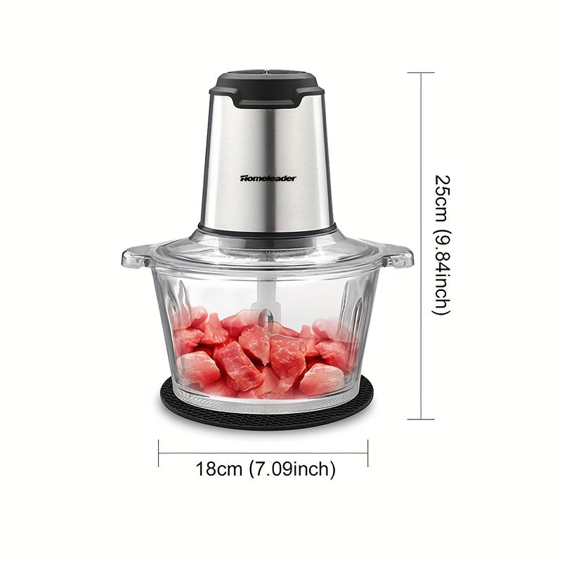 Homeleader Electric Food Processor Chopper - 4 Stainless Steel Blades, Single Bowl Multifunctional for Meat, Vegetables, Fruits, Nuts | Compact Design & Easy Clean | Effortless Meal Prep Kitchen Gadget