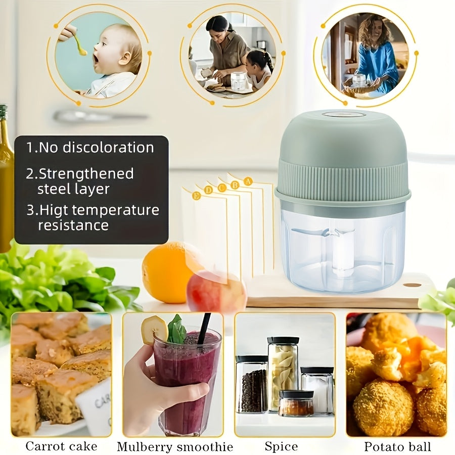 250ml Electric Mini Garlic Chopper USB Meat Grinder Garlic Crusher Sturdy Ginger and Vegetable Crusher with Safety for Switch, Thickened, Chopper