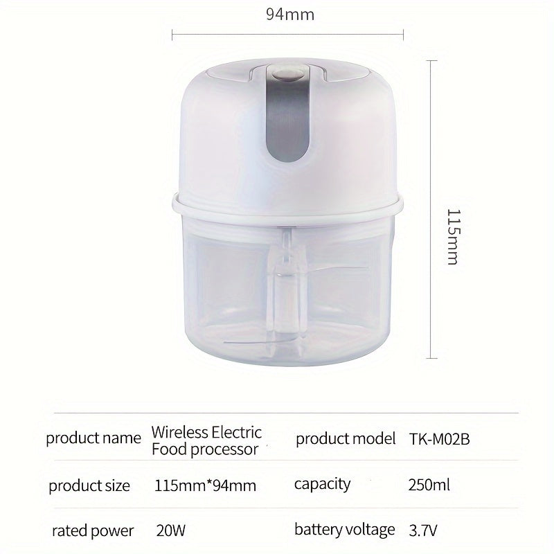 1set Wireless Portable Electric Food Chopper, Mini Electric Garlic Crusher, Upgrade Your Kitchen with This Powerful Electric Garlic Chopper - 8.45oz USB Meat Grinder & Masher!