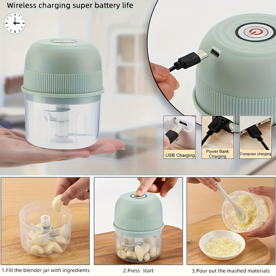 250ml Electric Mini Garlic Chopper USB Meat Grinder Garlic Crusher Sturdy Ginger and Vegetable Crusher with Safety for Switch, Thickened, Chopper