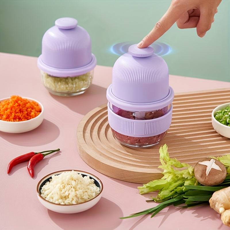 1pc Electric Garlic Chopper, Mini Portable Vegetable Chopper, 350ml GarlicGrinderCrusher Onion Chopper, Vegetable Blender, Cordless Food Processor for Ginger.ChiliFruits, Meat, Etc, Blender Machine Barbell, Kitchen Gadgets