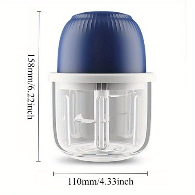 Mini Cordless 3-Blade Food Chopper - 12oz Electric Blender & Garlic Press for Garlic, Vegetables, Fruits, Onions, Salads & Hot Pot Ingredients - Compact Kitchen Gadget