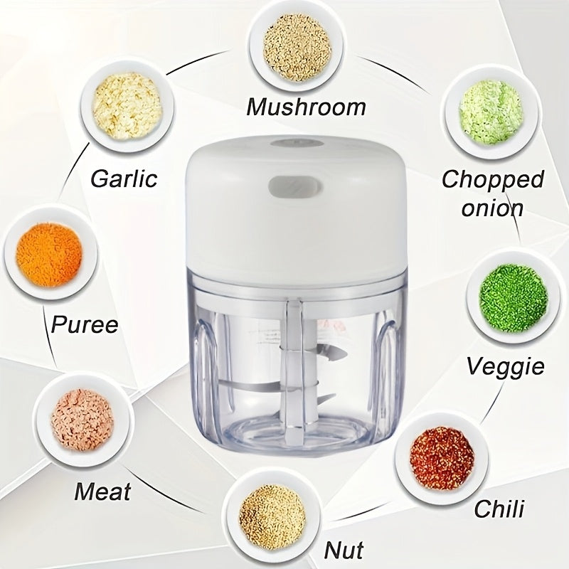 3.38/8.45oz Electric Mini Garlic Chopper USB Meat Grinder Garlic Masher Machine Sturdy Durable Crushed Ginger Vegetable Crusher Kitchenware