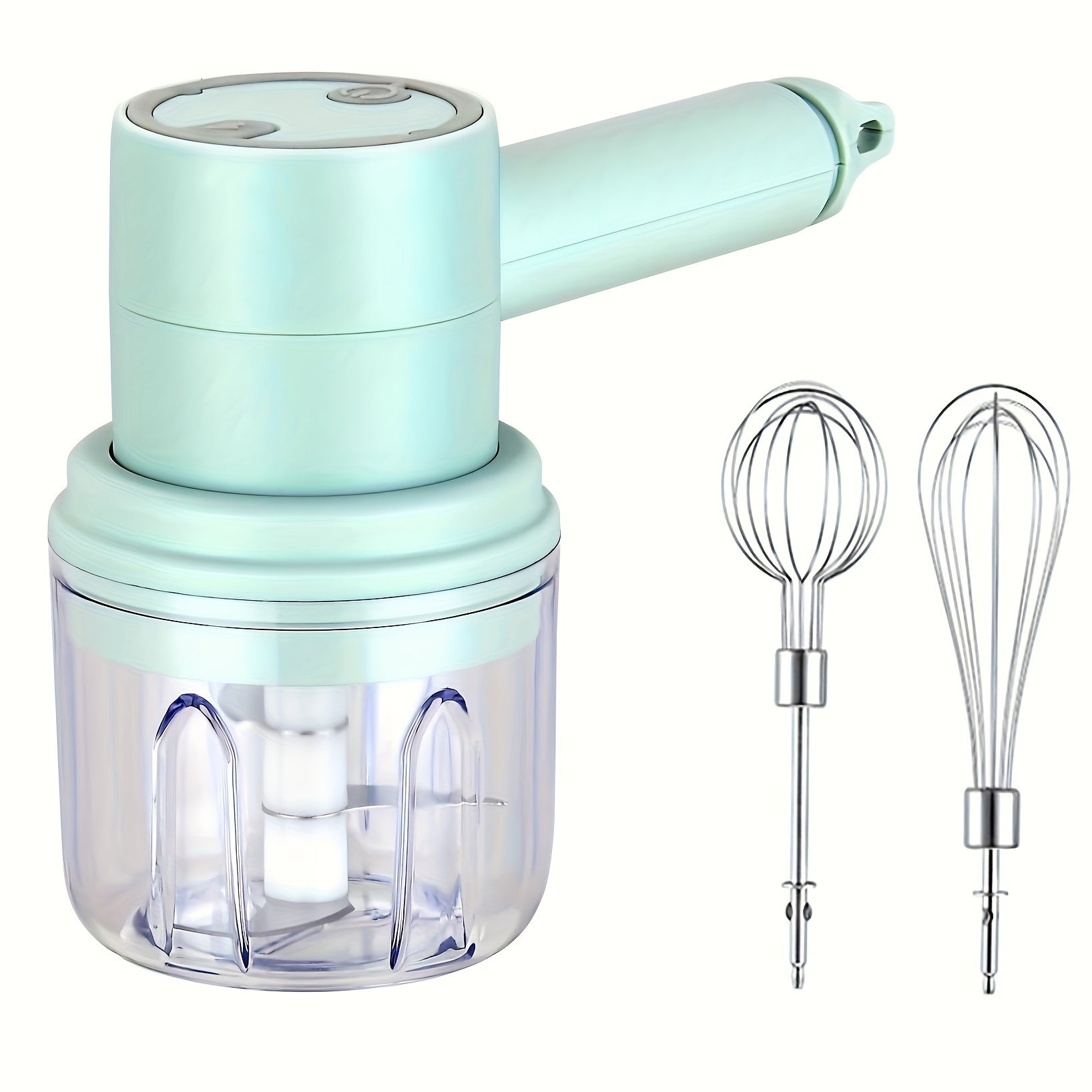 1 Set Multifunctional Electric Garlic Masher & Egg Beater 2-in-1 Set - Rechargeable Portable Handheld Mixer & Mini Meat Grinder for Cake Cream Baking - USB Charging Kitchen Tool with Multiple Attachments and Easy Cleaning Design