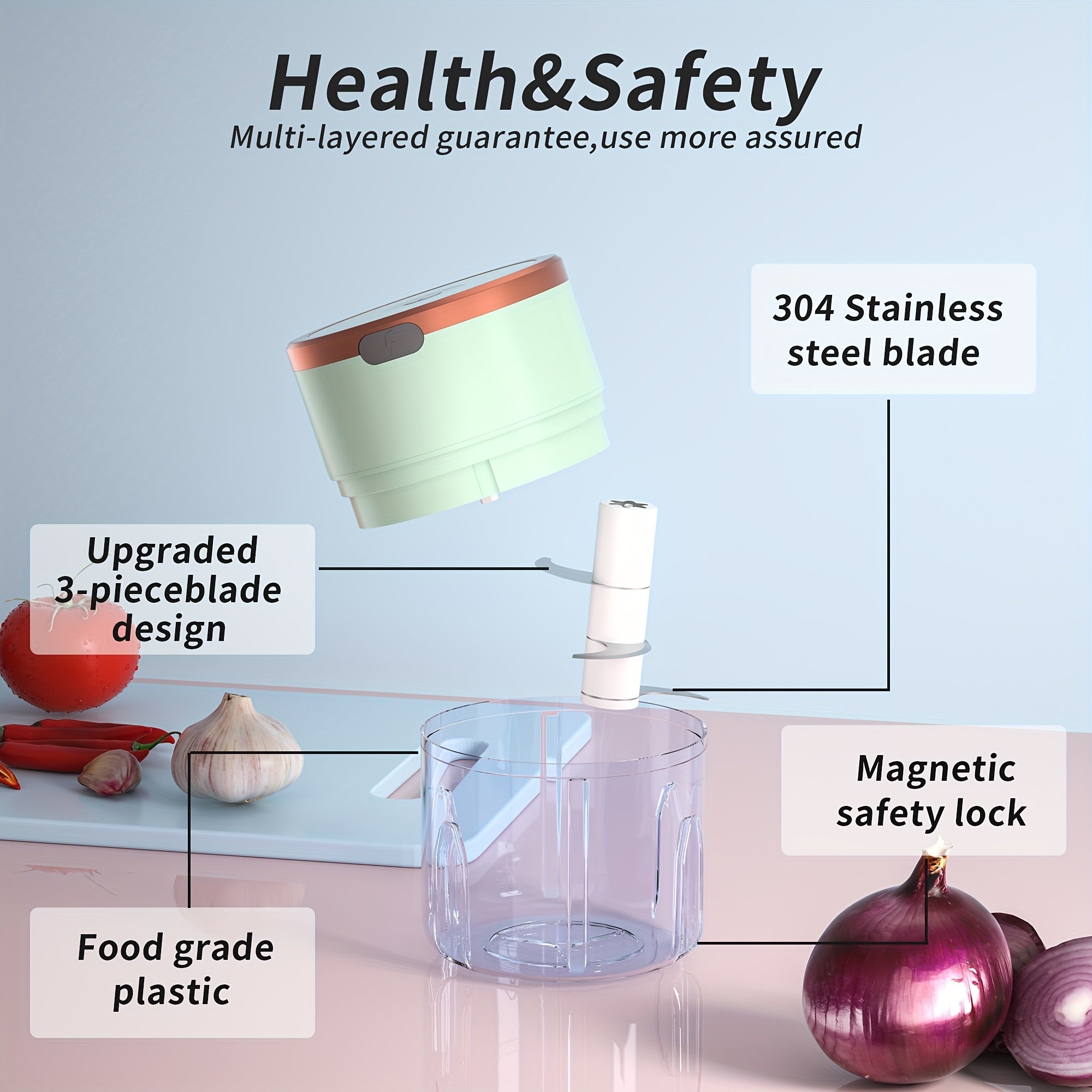 [Mini Chopper] Powerful Mini Food Chopper, Meat Grinder, Vegetable Chopper | Electric Garlic Chopper, USB Rechargeable, Wireless, 250ml
