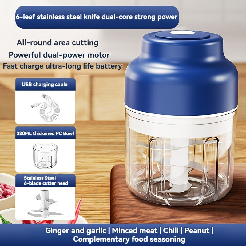 [Automatic Garlic Mincer] SENBOWE 320ml Electric Garlic Mincing Device | Wireless Mini Garlic Press, Automatic Stirring Garlic Peeler, Six-Leaf Kitchen Garlic Puller And Supplementary Food Machine