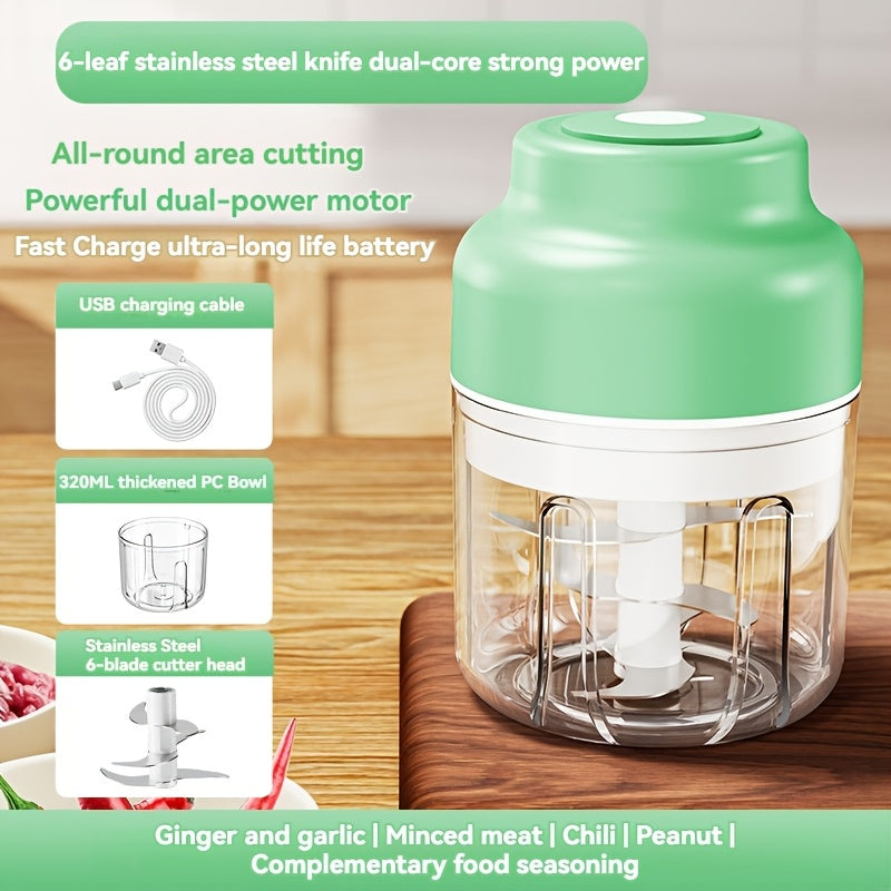 [Automatic Garlic Mincer] SENBOWE 320ml Electric Garlic Mincing Device | Wireless Mini Garlic Press, Automatic Stirring Garlic Peeler, Six-Leaf Kitchen Garlic Puller And Supplementary Food Machine