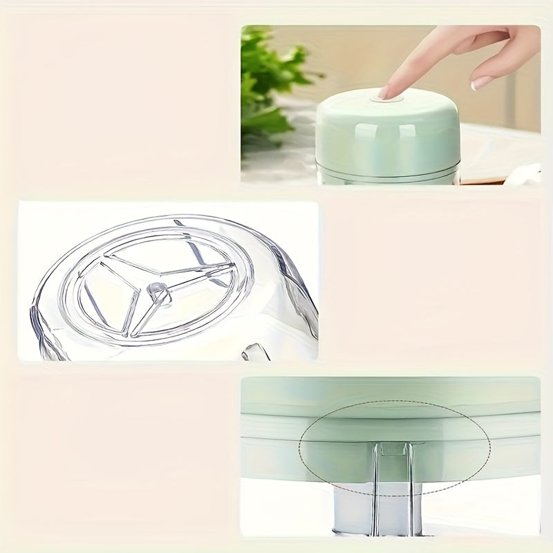 [1pc Electric Garlic Chopper] 1pc Portable USB Rechargeable Electric Garlic Chopper, Stainless Steel Blade, 250ml Capacity | Suitable for Kitchen, Picnic, Chopping Onion, Chili, Celery, Ginger
