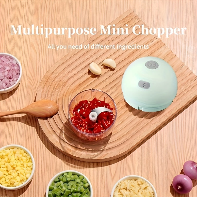 [USB Rechargeable Garlic Mincer] USB Rechargeable Electric Mini Garlic Mincer - 250ml Food Processor with 1000 RPM Motor, Portable Handheld Design for Garlic, Onion, Ginger, Chili & Vegetables - Compact Kitchen Appliance for Home & Travel, Garlic Crusher,