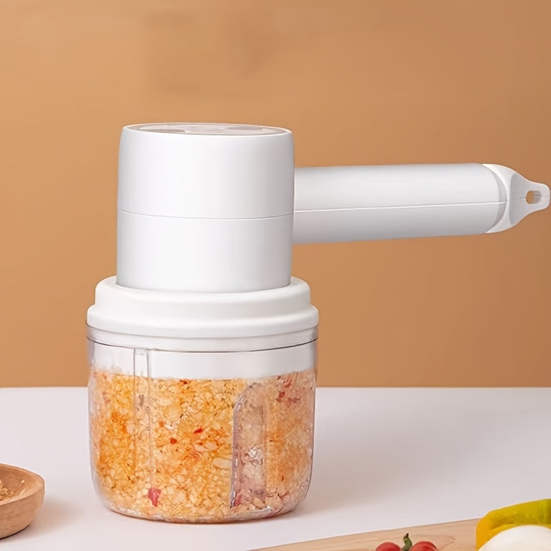[Mini Electric Garlic Chopper] 1set, Electric Garlic Chopper, Mini Electric Vegetable CutterMultifunctional Garlic Masher, Garlic Crusher, Meat Grinder, Chilli, Onion, Celery. USB RechargeableHandheld Egg Beater with The Function Of Food Chopper, Baking