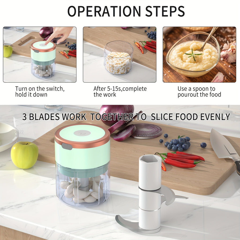 [Mini Chopper] Powerful Mini Food Chopper, Meat Grinder, Vegetable Chopper | Electric Garlic Chopper, USB Rechargeable, Wireless, 250ml
