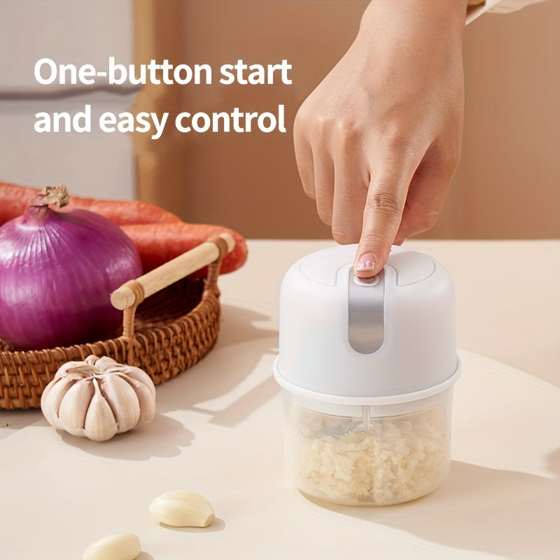 1set Wireless Portable Electric Food Chopper, Mini Electric Garlic Crusher, Upgrade Your Kitchen with This Powerful Electric Garlic Chopper - 8.45oz USB Meat Grinder & Masher!