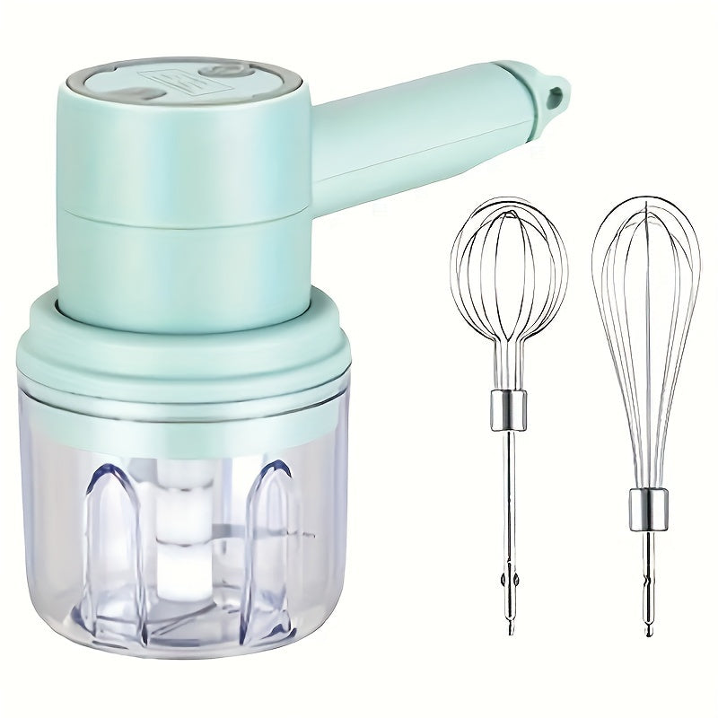 [Mini Electric Garlic Chopper] 1set, Electric Garlic Chopper, Mini Electric Vegetable CutterMultifunctional Garlic Masher, Garlic Crusher, Meat Grinder, Chilli, Onion, Celery. USB RechargeableHandheld Egg Beater with The Function Of Food Chopper, Baking