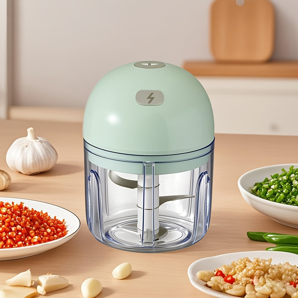[USB Rechargeable Garlic Mincer] USB Rechargeable Electric Mini Garlic Mincer - 250ml Food Processor with 1000 RPM Motor, Portable Handheld Design for Garlic, Onion, Ginger, Chili & Vegetables - Compact Kitchen Appliance for Home & Travel, Garlic Crusher,