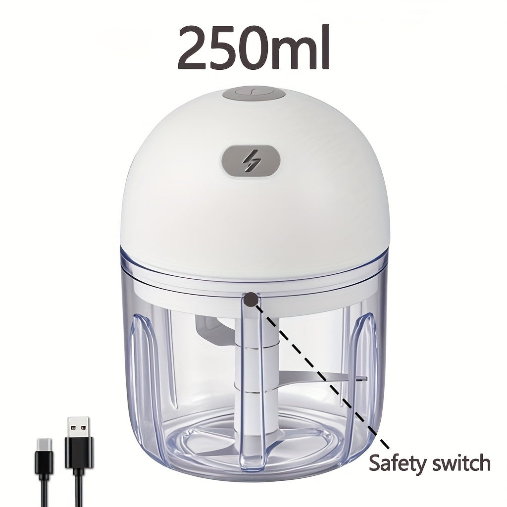 [USB Rechargeable Garlic Mincer] USB Rechargeable Electric Mini Garlic Mincer - 250ml Food Processor with 1000 RPM Motor, Portable Handheld Design for Garlic, Onion, Ginger, Chili & Vegetables - Compact Kitchen Appliance for Home & Travel, Garlic Crusher,