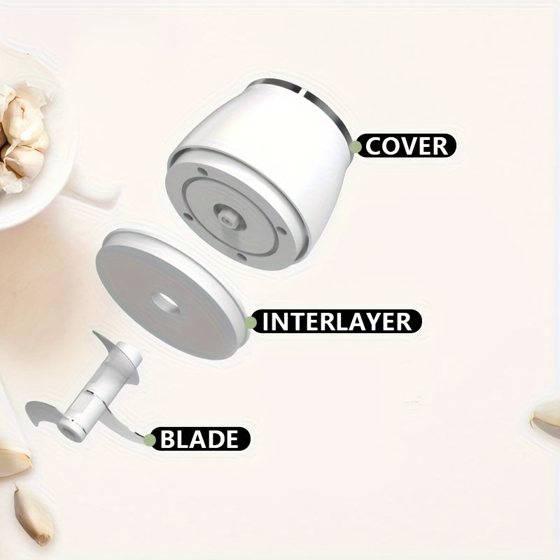 Selected Gifts for Labor Day, 1pc New Electric Garlic Beater, Multifunctional Garlic Peeler, Household Small Automatic Meat Grinder, Garlic Pulling And Mashing Machine, Electric Cooking Machine, High-power Mini Garlic Beater., Garlic Crusher, Garlic