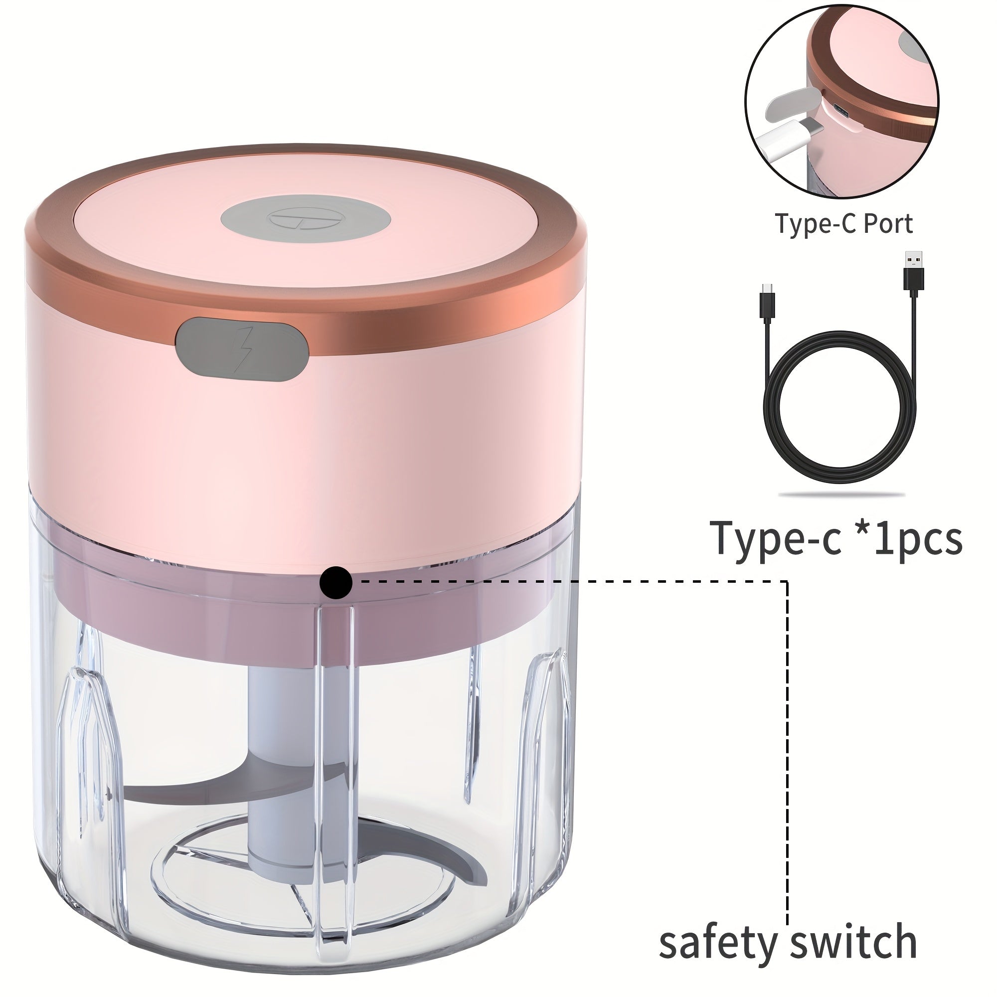 [Mini Chopper] Powerful Mini Food Chopper, Meat Grinder, Vegetable Chopper | Electric Garlic Chopper, USB Rechargeable, Wireless, 250ml