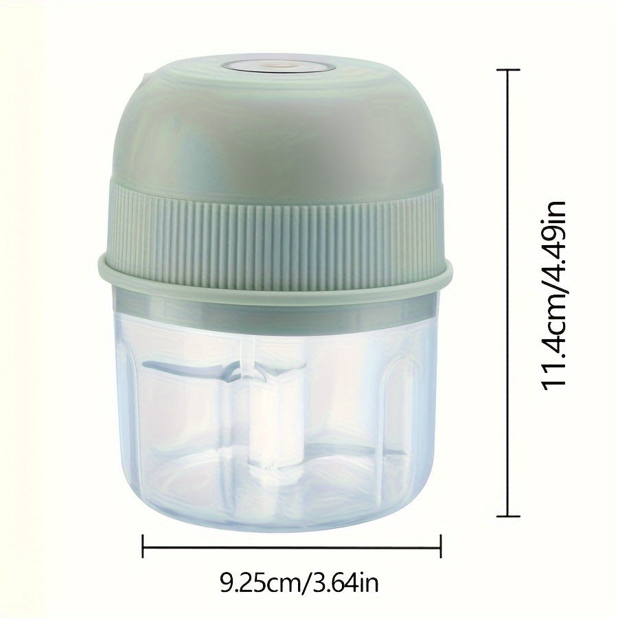 [Rechargeable Garlic Chopper] USB Rechargeable 250ml Electric Mini Garlic Chopper - Stainless Steel Blade, Round ABS Cup, Safety Switch, 3600 RPM - for Ginger, Vegetables, and Meat Grinding
