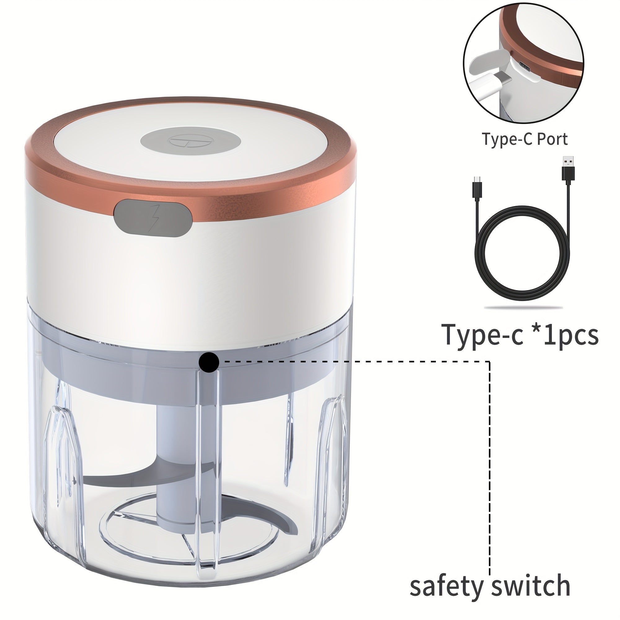 [Mini Chopper] Powerful Mini Food Chopper, Meat Grinder, Vegetable Chopper | Electric Garlic Chopper, USB Rechargeable, Wireless, 250ml